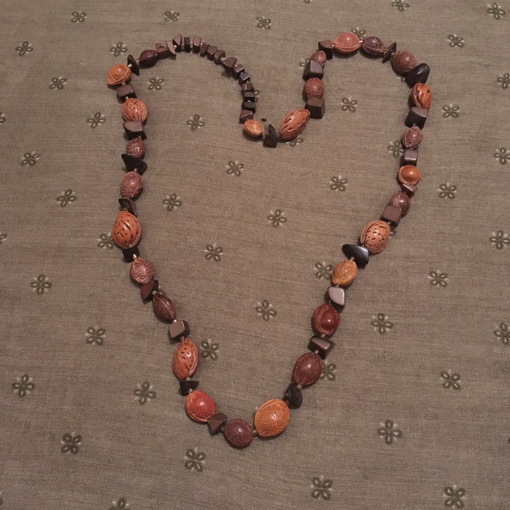 Vintage Brown Beaded Sweater Necklace
